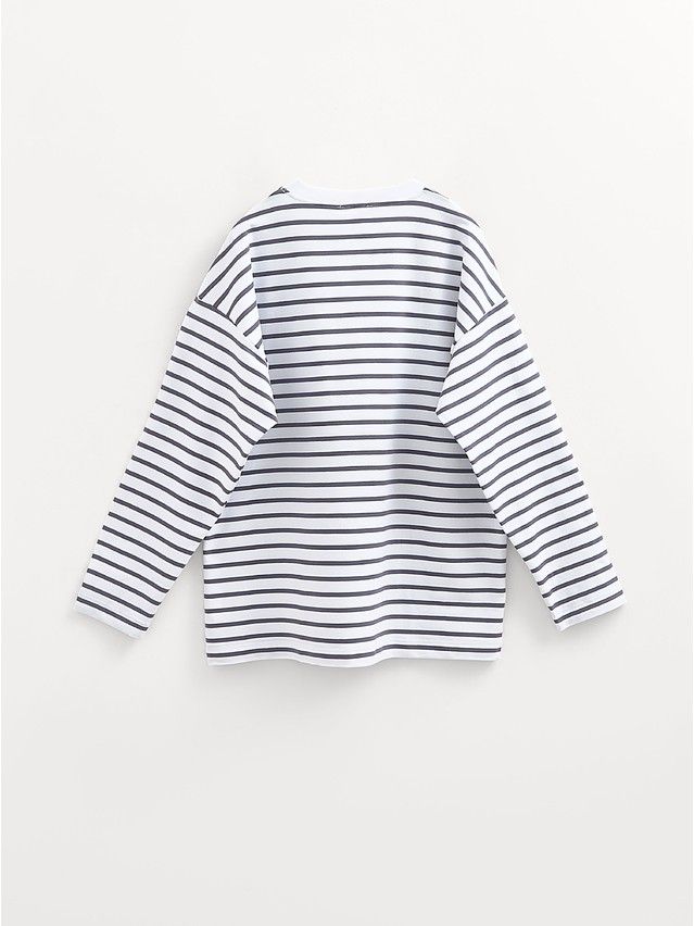 Women's polo neck shirt CONTE ELEGANT LD 3293, s.170-84, graphite-white strip - 2