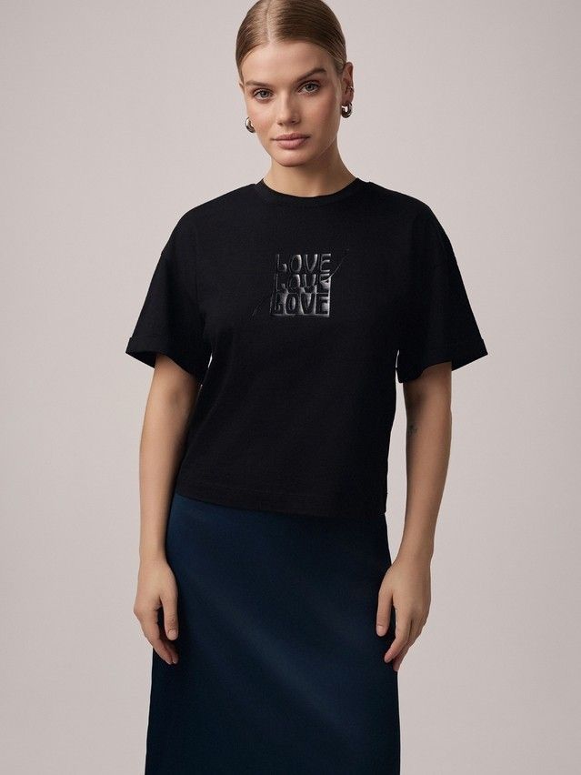 Women's polo neck shirt CONTE ELEGANT LD 2680, s.170-92, black-love - 1