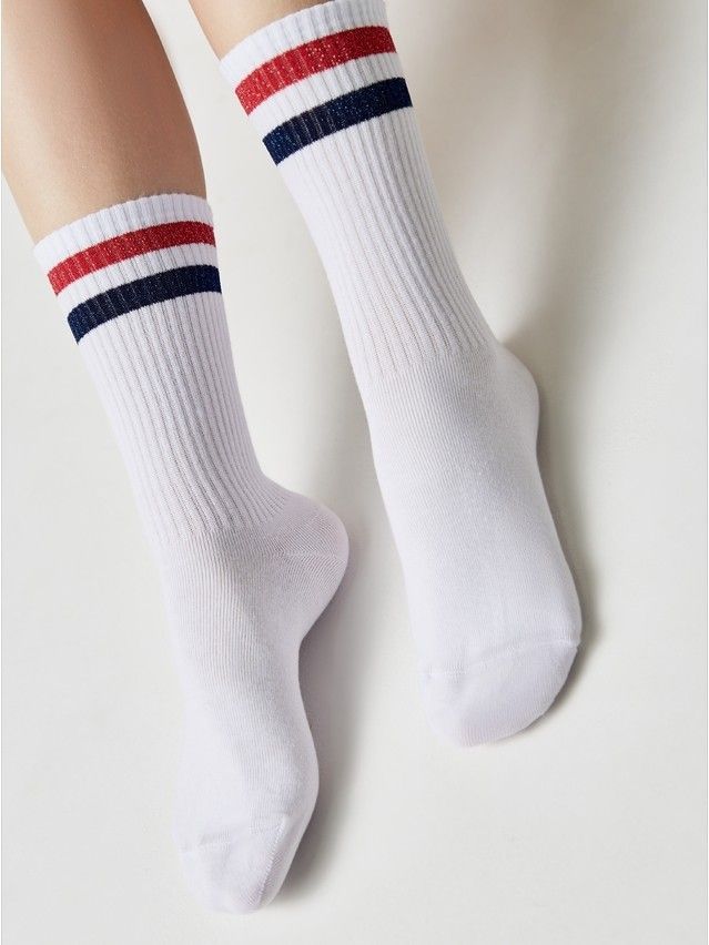 Women's cotton socks ACTIVE 19C-65SP, rives. 36-37, 157 white-red - 4