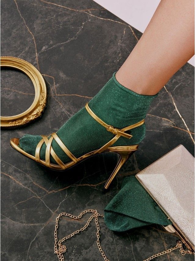 Women's viscose socks CLASSIC (lurex, without elastic) 17C-16SP, s.36-37, 000 dark green - 1