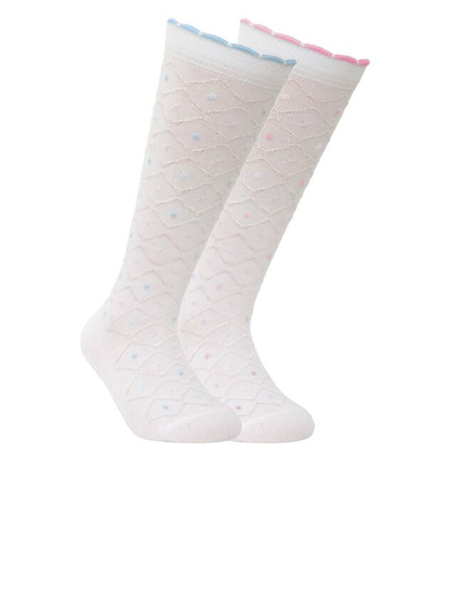 Children's knee high socks CONTE-KIDS BRAVO, s.16, 031 white-light pink - 1