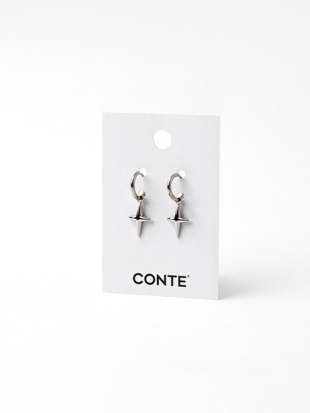 Metal earings CONTE cross (2 pieces),- 1
