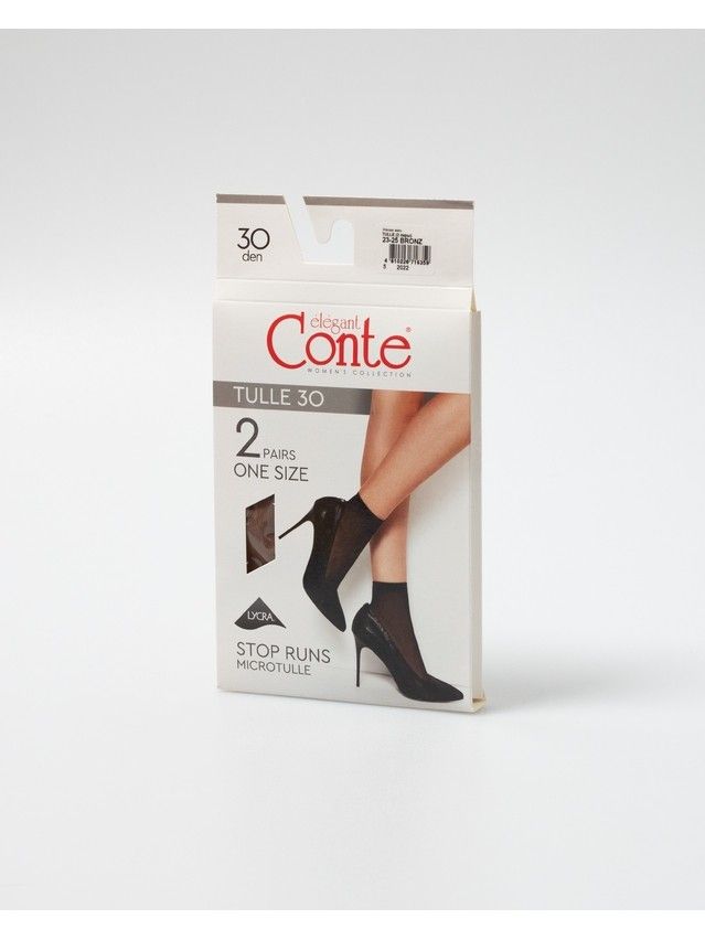 Women's socks CONTE ELEGANT TULLE (2 pairs),s.23-25, bronz - 3