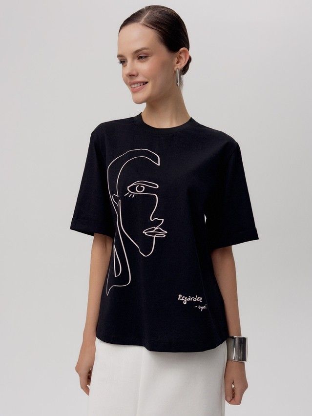 Women's polo neck shirt CONTE ELEGANT LD 2710, s.170-88, black-profile - 1