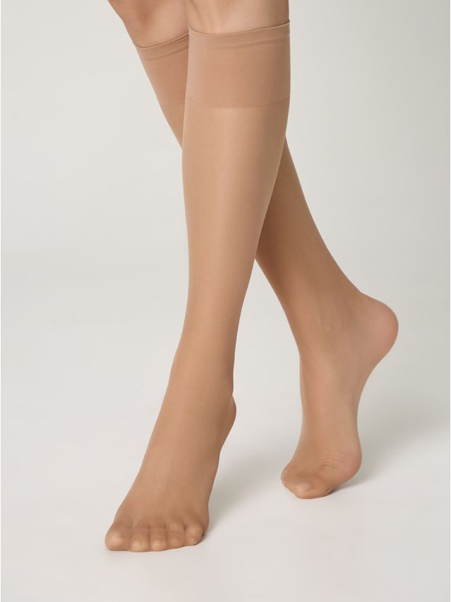 Women's knee high socks CONTE ELEGANT SOLO 20 (2 pairs),s.23-25, natural - 1