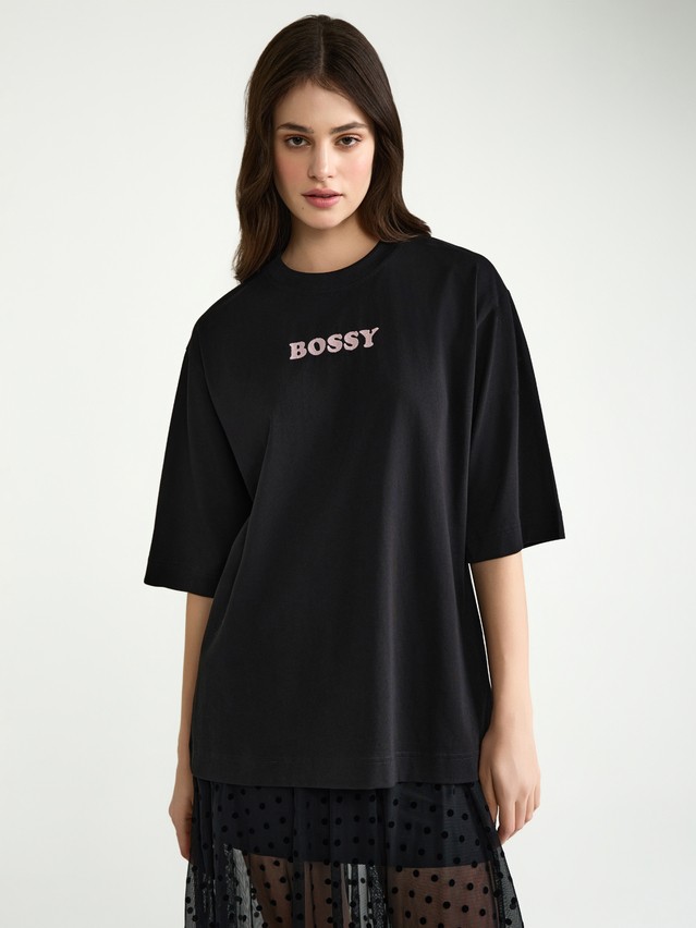 Women's polo neck shirt CONTE ELEGANT LD 3035, s.170-84, black-bossy - 5