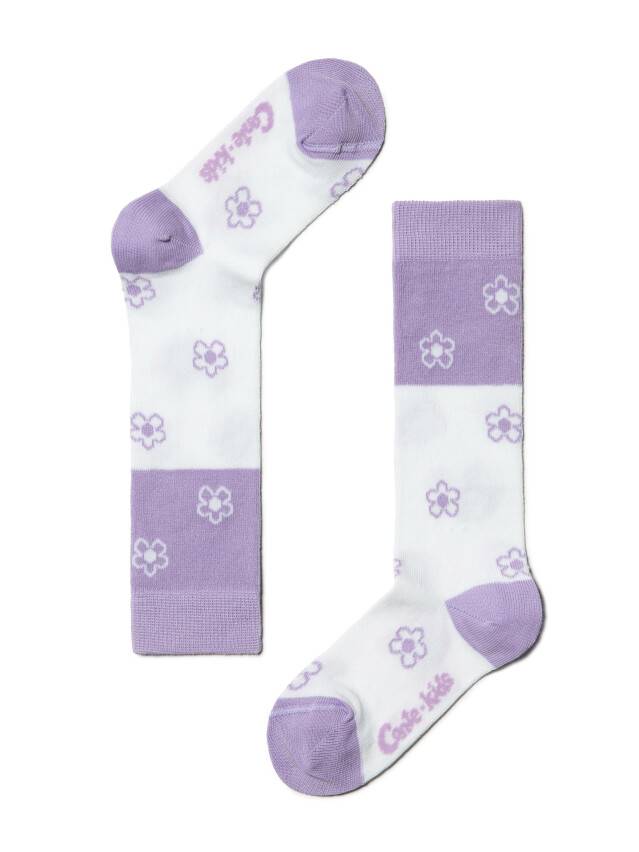 Children's knee high socks CONTE-KIDS TIP-TOP, s.21-23, 041 white-lilac - 1
