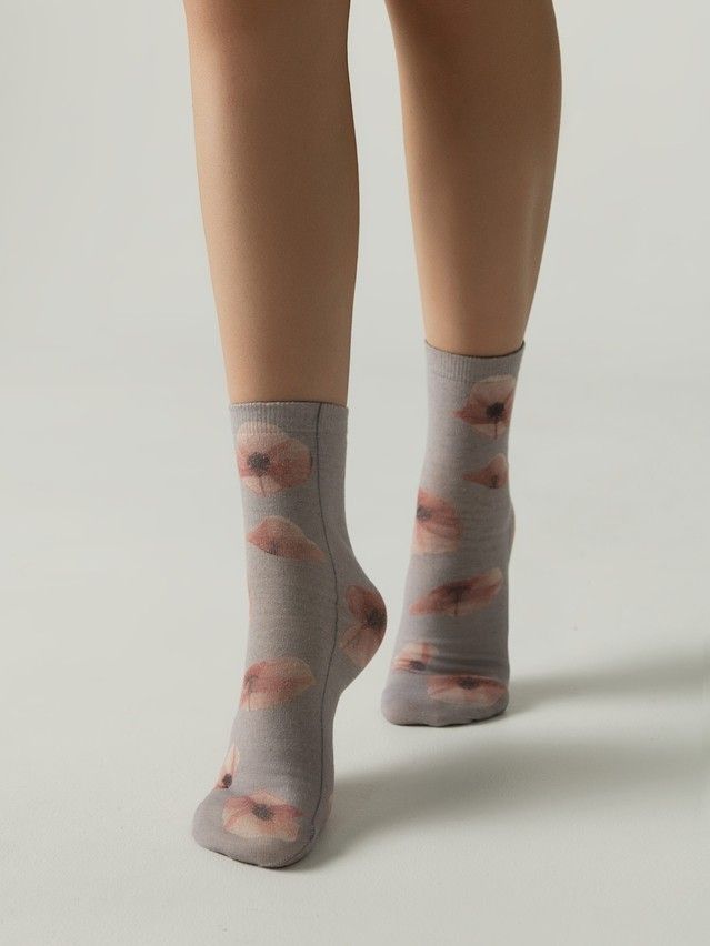 Women's socks CONTE FLOWERS, s.23-25, 1148 grey - 1