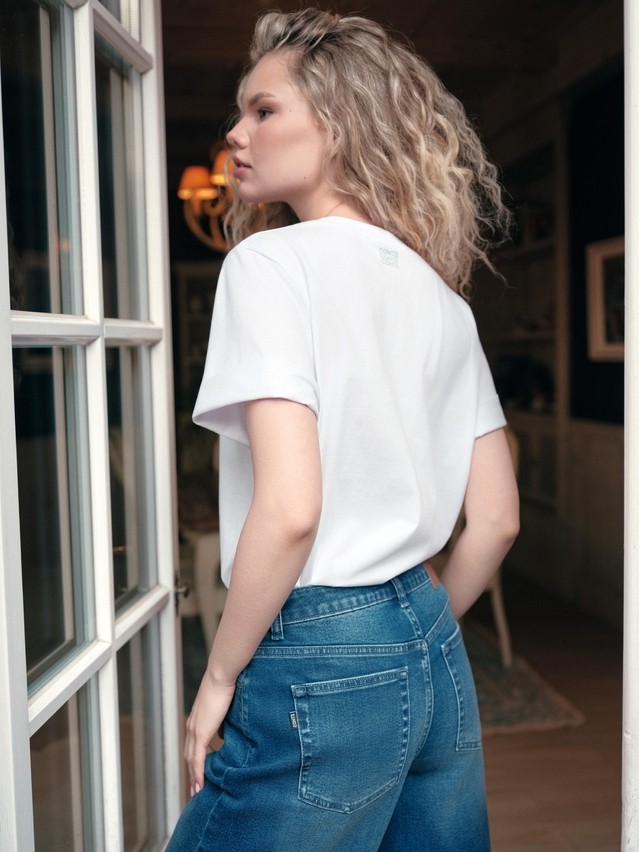 Women's polo neck shirt CONTE ELEGANT LD 3036, s.170-92, white-oysters - 3