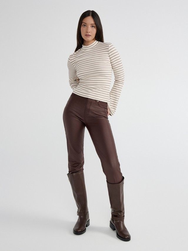 Women's polo neck shirt CONTE ELEGANT LD 2798, s.170-92, cappuccino-milk - 1