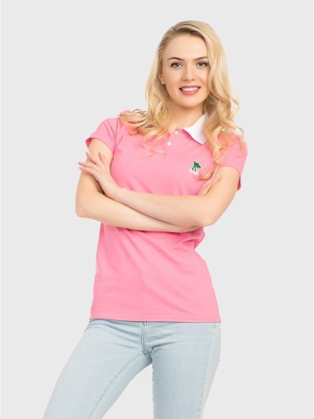 Women's polo neck shirt CONTE ELEGANT LD 729, s.170-100, pink - 1