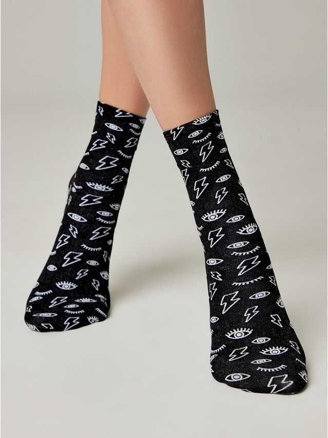 Women's socks CONTE ELEGANT FANTASY, s.23-25, nero-bianco - 2