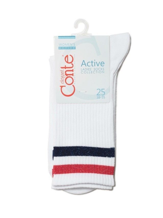 Women's cotton socks ACTIVE 19C-65SP, rives. 36-37, 157 white-red - 3