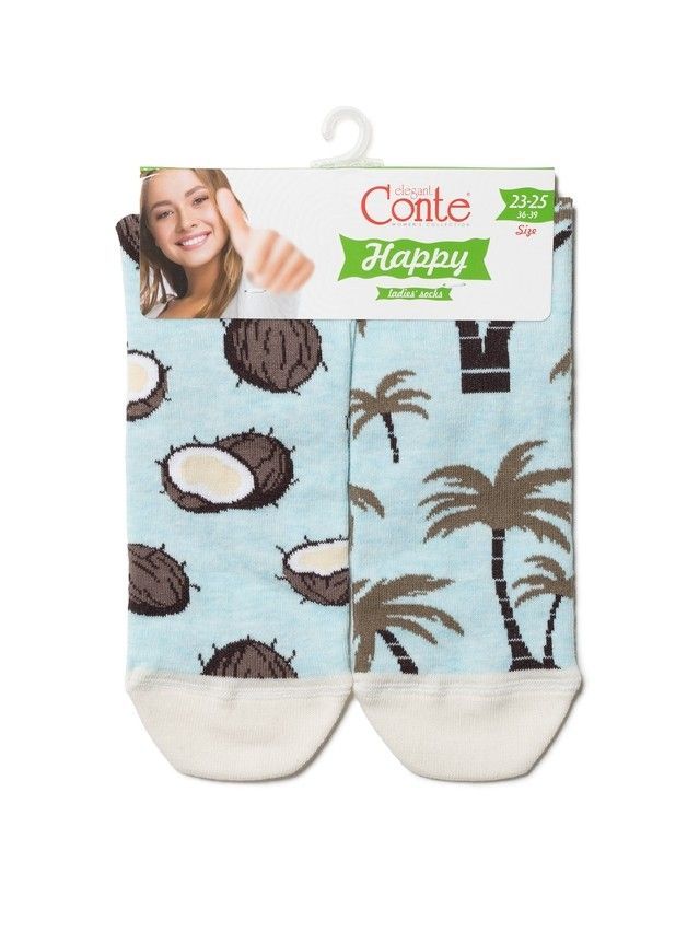 Women's cotton socks HAPPY 18С-227SP, rives. 36-39, 165 pale turquoise - 4
