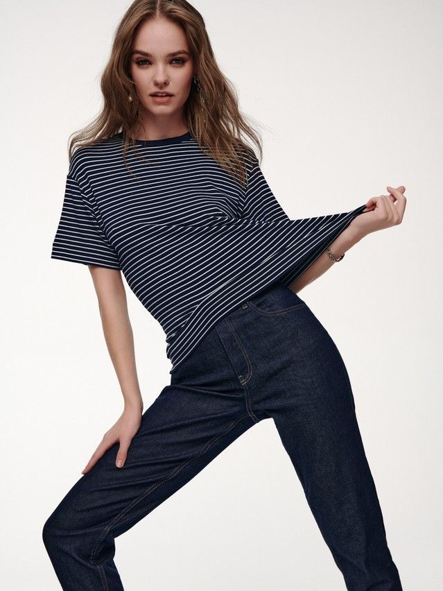 Women's polo neck shirt CONTE ELEGANT LD 2652, s.170-92, blue strip - 4
