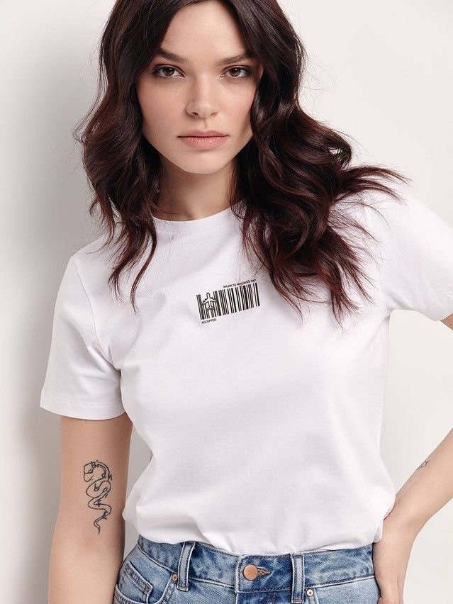 Women's polo neck shirt CONTE ELEGANT LD 1666, s.170-100, white - 1