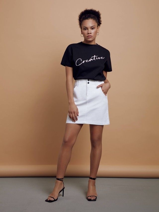 Denim skirt CONTE ELEGANT CON-425, s.170-90, white - 3