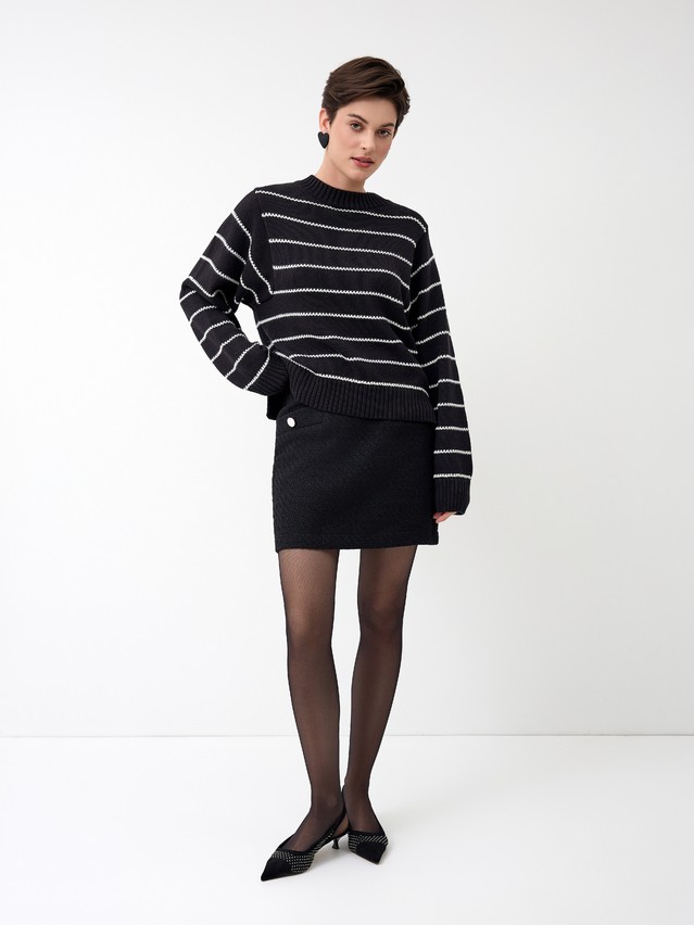 Women's pullover CONTE ELEGANT LDK24114, s.170-84, black-ecru - 1