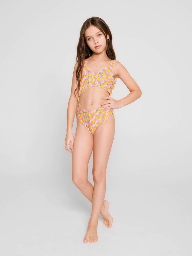Swimsuit for girls CONTE ELEGANT GOLDY LEMON, s.122,128-60, yellow-pink - 3