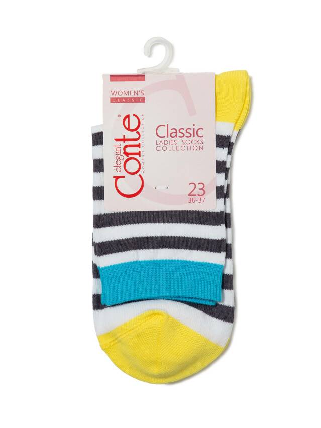 Women's socks CONTE ELEGANT CLASSIC, s.23, 087 white-dark grey - 3