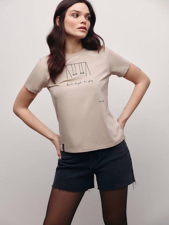 Women's polo neck shirt CONTE ELEGANT LD 1665, s.170-92, beige - 2