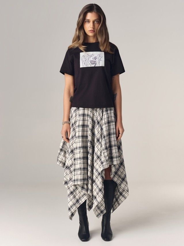 Women's polo neck shirt CONTE LD 3470, s.170-88, black-roses - 3