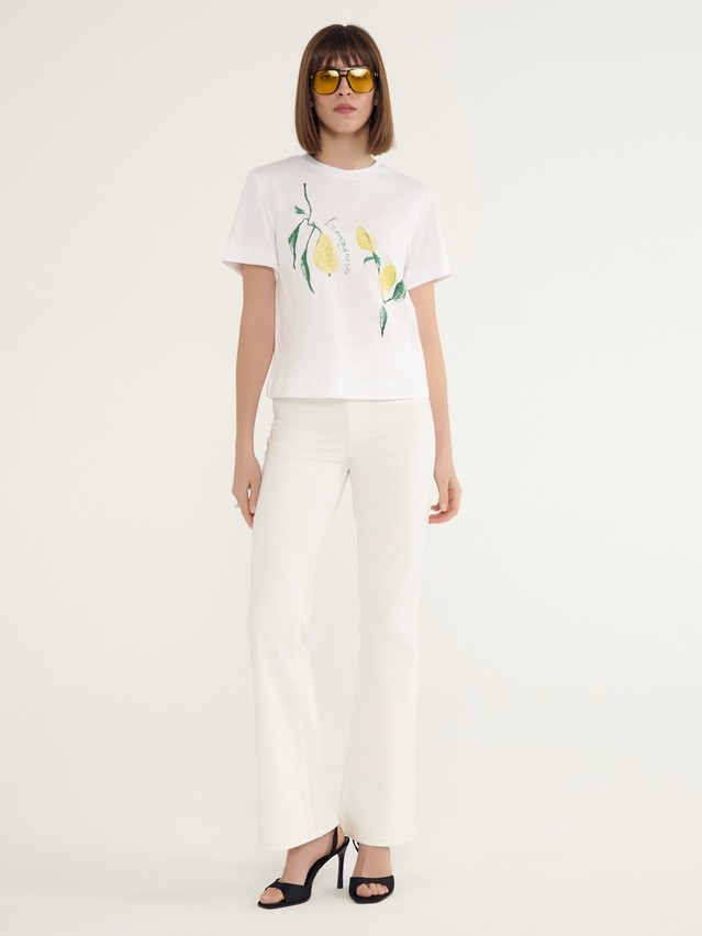 Women's polo neck shirt CONTE ELEGANT LD 3029, s.170-92, white-lemons - 1