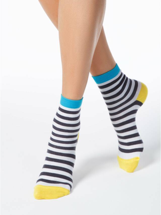 Women's socks CONTE ELEGANT CLASSIC, s.23, 087 white-dark grey - 1