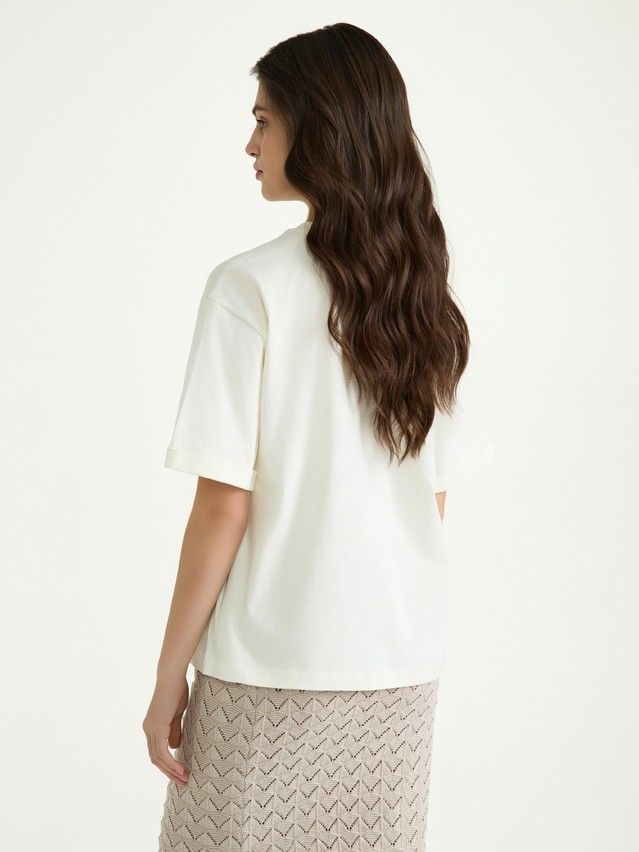Women's polo neck shirt CONTE ELEGANT LD 3037, s.170-92, milk-palms - 4