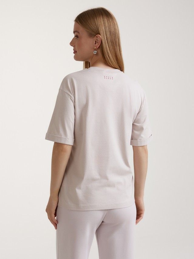 Women's polo neck shirt CONTE ELEGANT LD 3037, s.170-92, beige-palms - 4