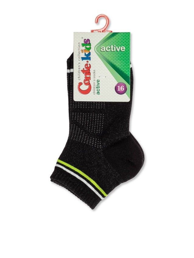 Children's socks ACTIVE (short) 13S-34SP, s.24-26, 508 black-light green - 5