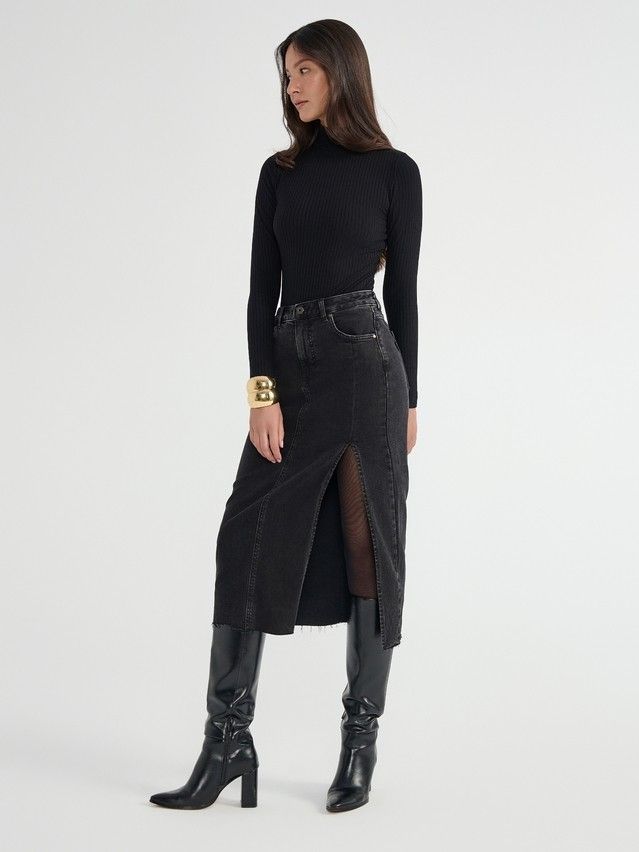 Denim skirt CONTE ELEGANT CON-685, s.170-90, washed black - 2