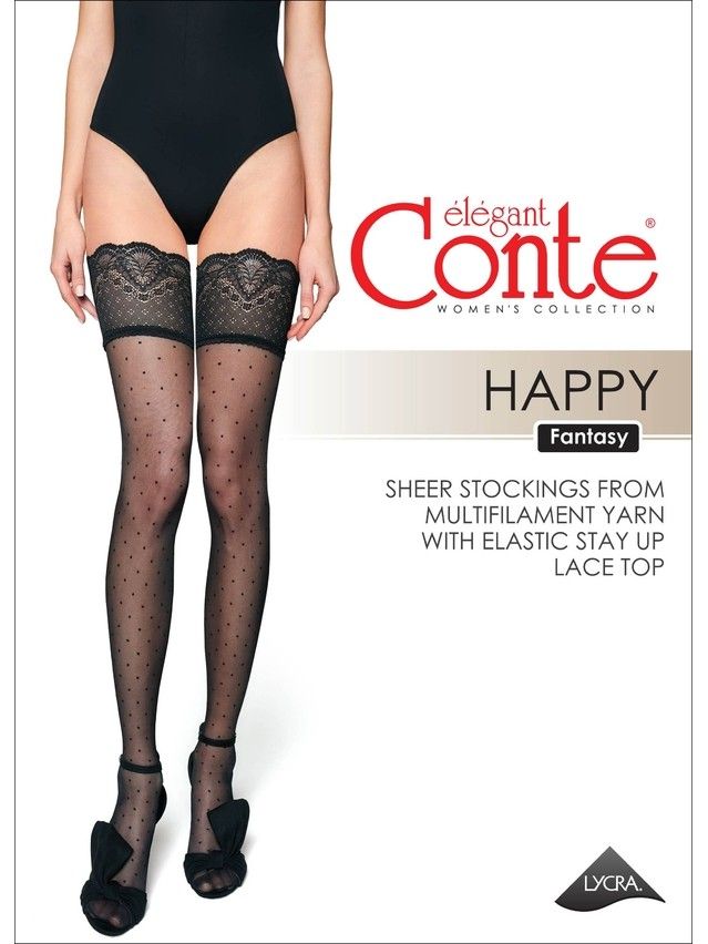Women's stockings CONTE ELEGANT HAPPY, s.1/2, nero - 7