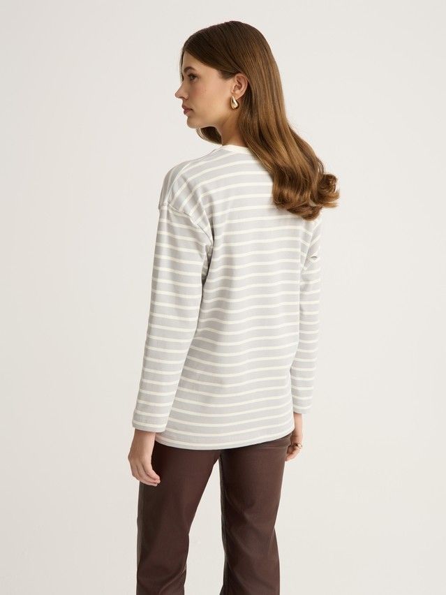 Women's polo neck shirt CONTE ELEGANT LD 2955, s.170-92, grey-white - 3
