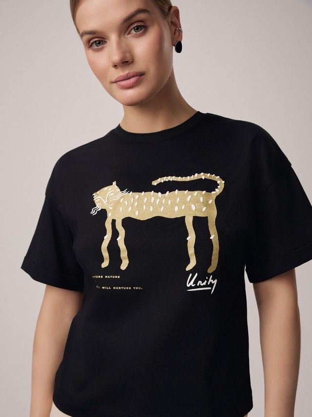 Women's polo neck shirt CONTE ELEGANT LD 2680, s.170-92, black-cat - 3