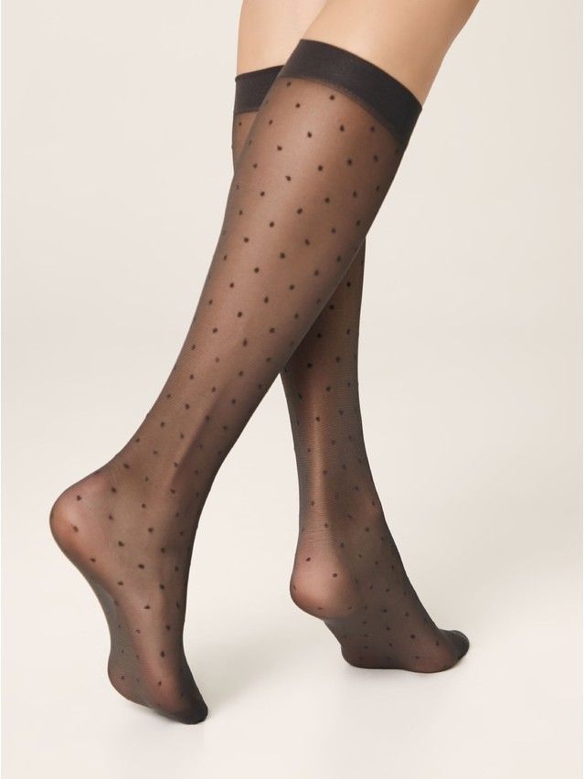 Women's knee high socks CONTE ELEGANT DOTS, s.23-25, grafit - 2