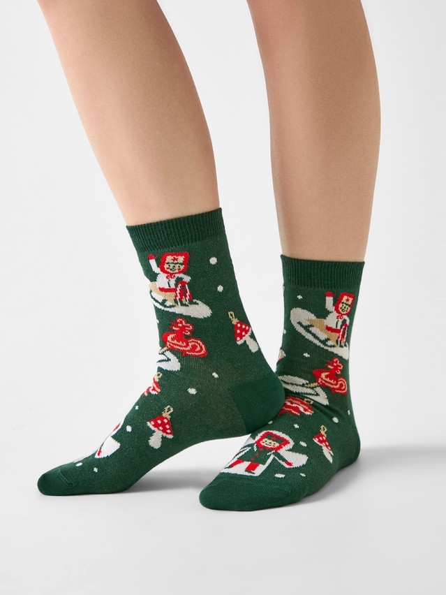 Women's socks CONTE ELEGANT NEW YEAR, s.23-25, 1026 dark green - 1