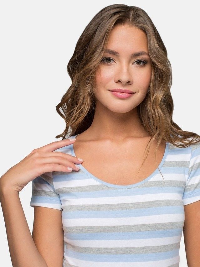 Women's polo neck shirt CONTE ELEGANT LD 632, s.158,164-100, grey-dark blue - 1