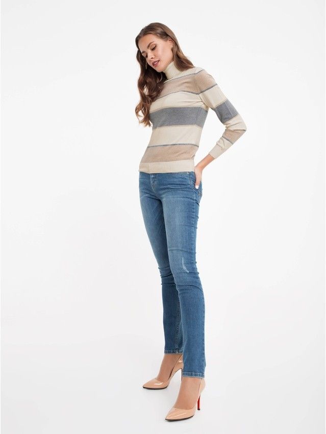 Women's polo neck shirt CONTE ELEGANT LDK034, s.158,164-88, beige-gray - 2