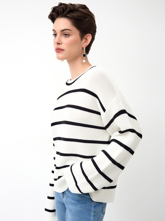 Women's pullover CONTE ELEGANT LDK24115, s.170-84, ecru-black - 2