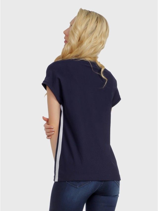Women's polo neck shirt CONTE ELEGANT LD 727, s.170-100, dark blue-white - 3