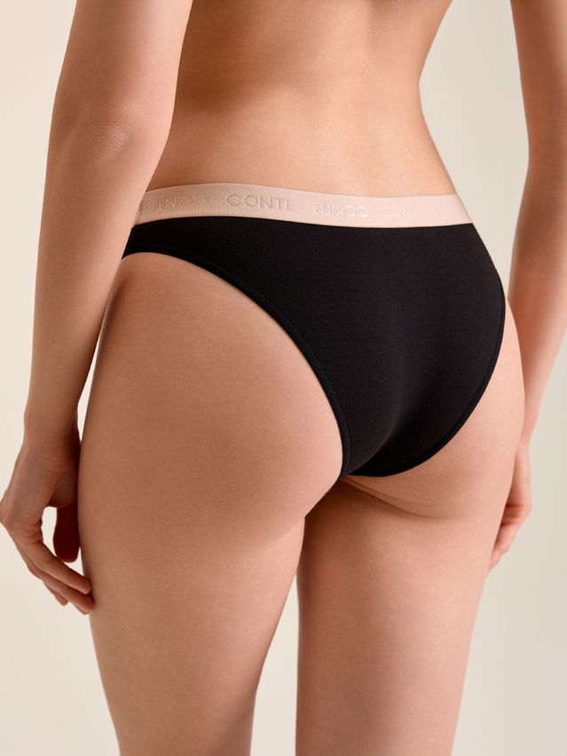 Women's panties CONTE ELEGANT PRINT DOTS LB 2545, s.90, black-light almond - 2