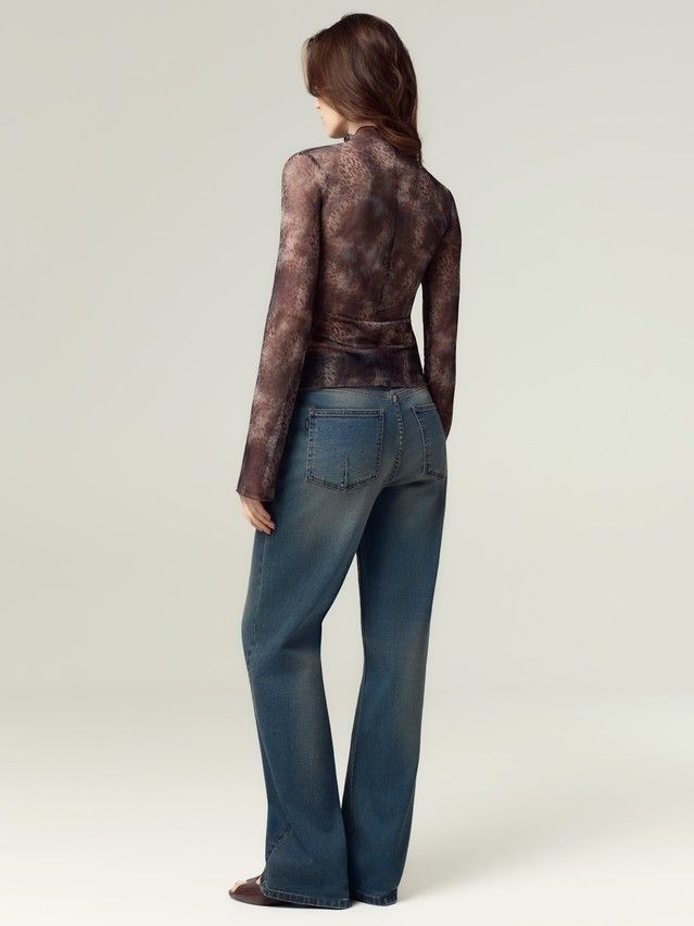 Women's polo neck shirt CONTE LD 3486, s.170-88, blue leopard - 3