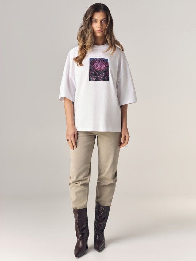 Women's polo neck shirt CONTE LD 3468, s.170-88, white-aster - 1