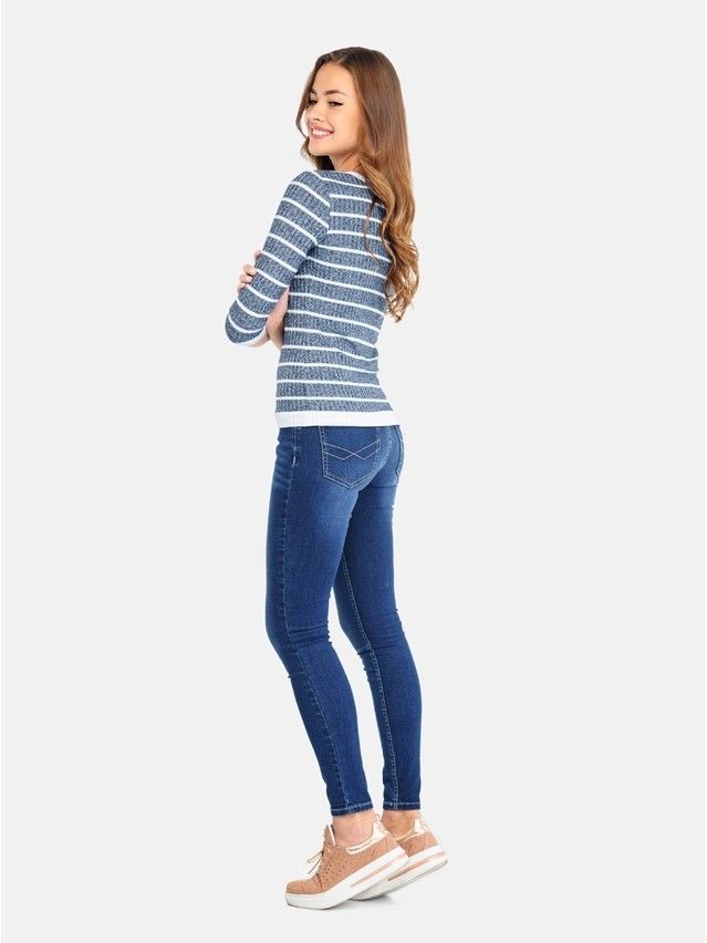Women's polo neck shirt CONTE ELEGANT LD 664, s.170,176-84, dark blue-white - 1