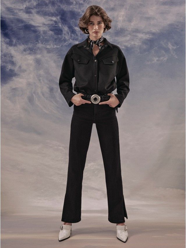 Denim trousers CONTE ELEGANT CON-717, s.170-102, black - 1