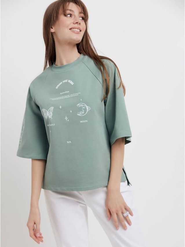 Women's polo neck shirt CONTE ELEGANT LD 1632, s.170-92, green - 1