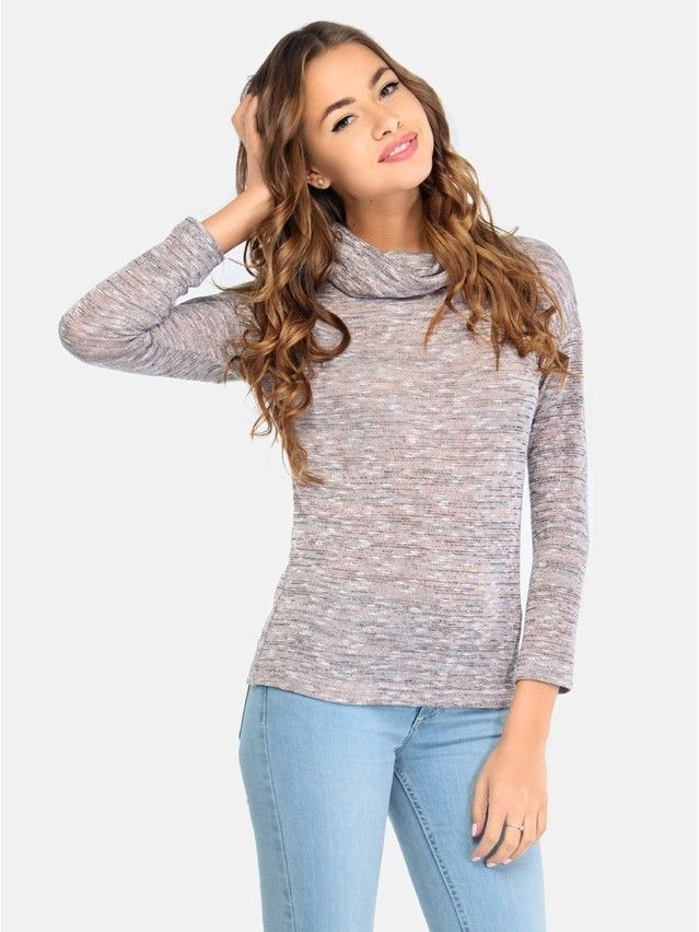 Women's polo neck shirt CONTE ELEGANT LD 687, s.158,164-100, powder - 2