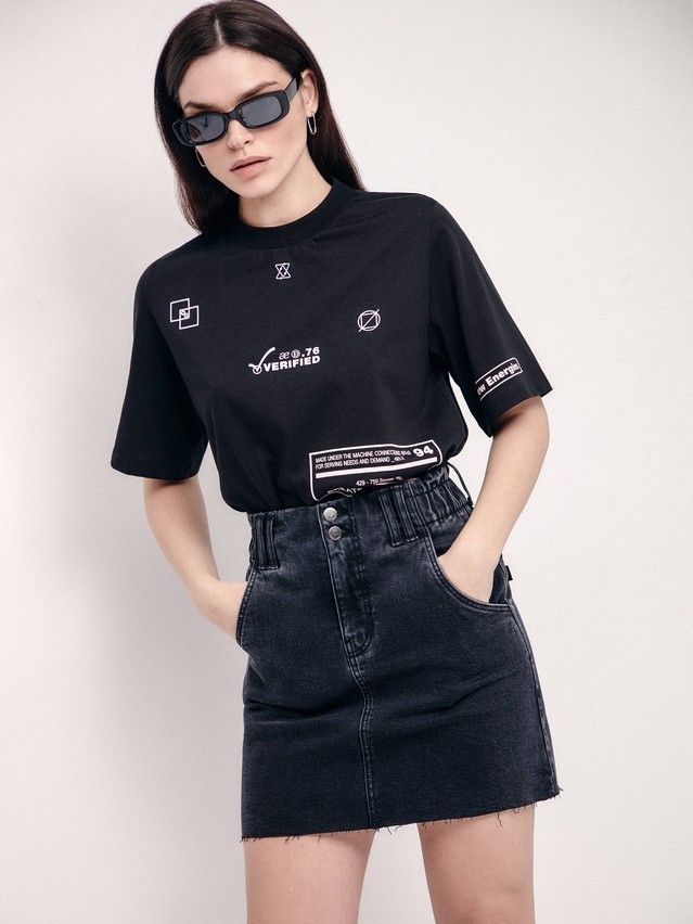 Denim skirt CONTE ELEGANT CON-424, s.170-86, washed black - 5