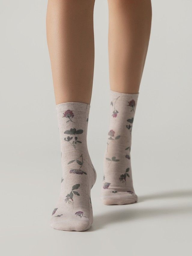 Women's socks CONTE FLOWERS, s.23-25, 1146 beige - 1